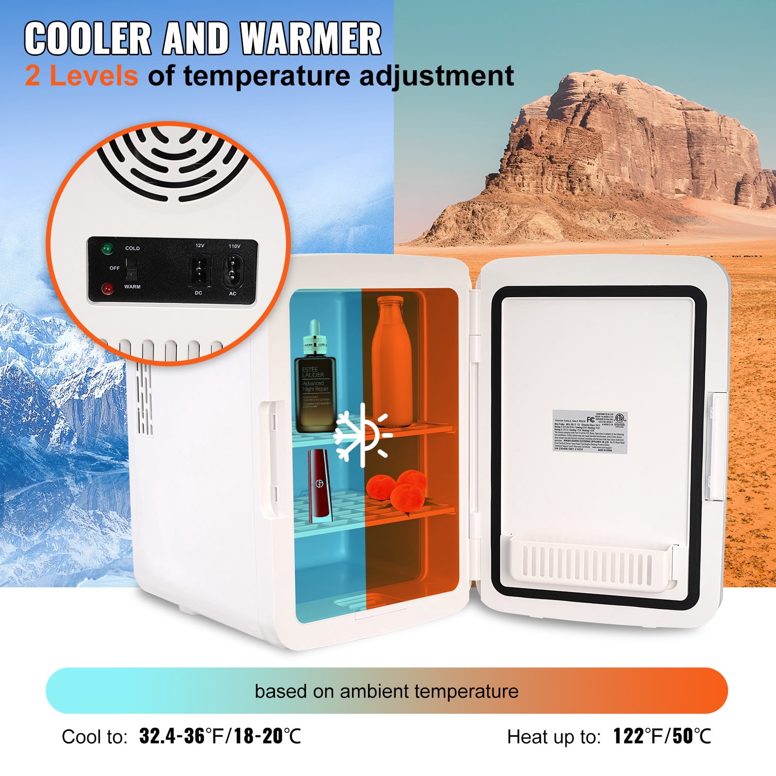 KFFKFF Mini Refrigerator 10L 12 Cans Skin Care Product Refrigerator AC/DC Mini Cosmetic Refrigerator