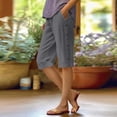 thumbnail image 2 of JJHGVB Cotton Linen Capris for Women Wide Leg Shorts for Women Womens Linen Shorts Resort Wear for Women 2026 Beach Boho Casual Pants High Waisted Pleated Women Linen Shorts Wide Leg Capri Gray 2 M, 2 of 5