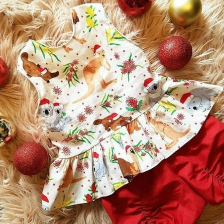 

Christmas Toddler Kid Baby Girl Outfit Clothes T-shirt Top Dress+Short Pants Set