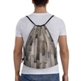 thumbnail image 2 of Bingfone Wooden Texture Drawstrings Backpacks Bags For Men Women Gym Drawstrings Bag, 2 of 9