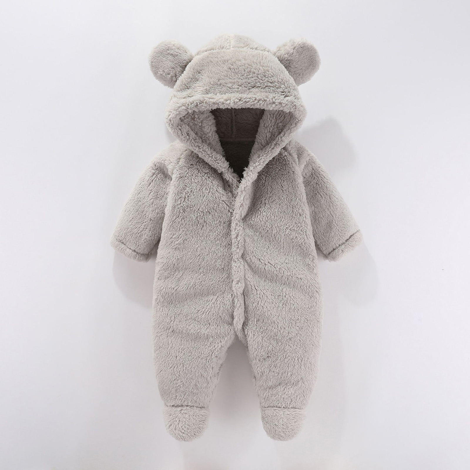 Weebloom Baby Boys Girls Snowsuit Newborn Fleece Footie Winter Onesie Cartoon Bear Warm Hooded Outfits Comfortable Winter Coats 6-9 Months