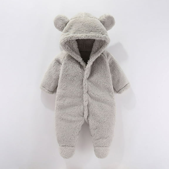 Soft Fleece Hooded Jumpsuit Long Sleeve Button Down Animals Cosplay Romper One-Piece Loungewear Newborn Winter Clothes for Dress Up Party 9-12 Months