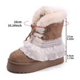 thumbnail image 7 of Gamivast Boots for Women Lace Ruffle Pearl Faux Suede Ankle Boots Round Toe Faux Plush Fleece Lined Chunky Snow Boots for Outdoor Travel Walking Footwear Khaki 41, 7 of 7
