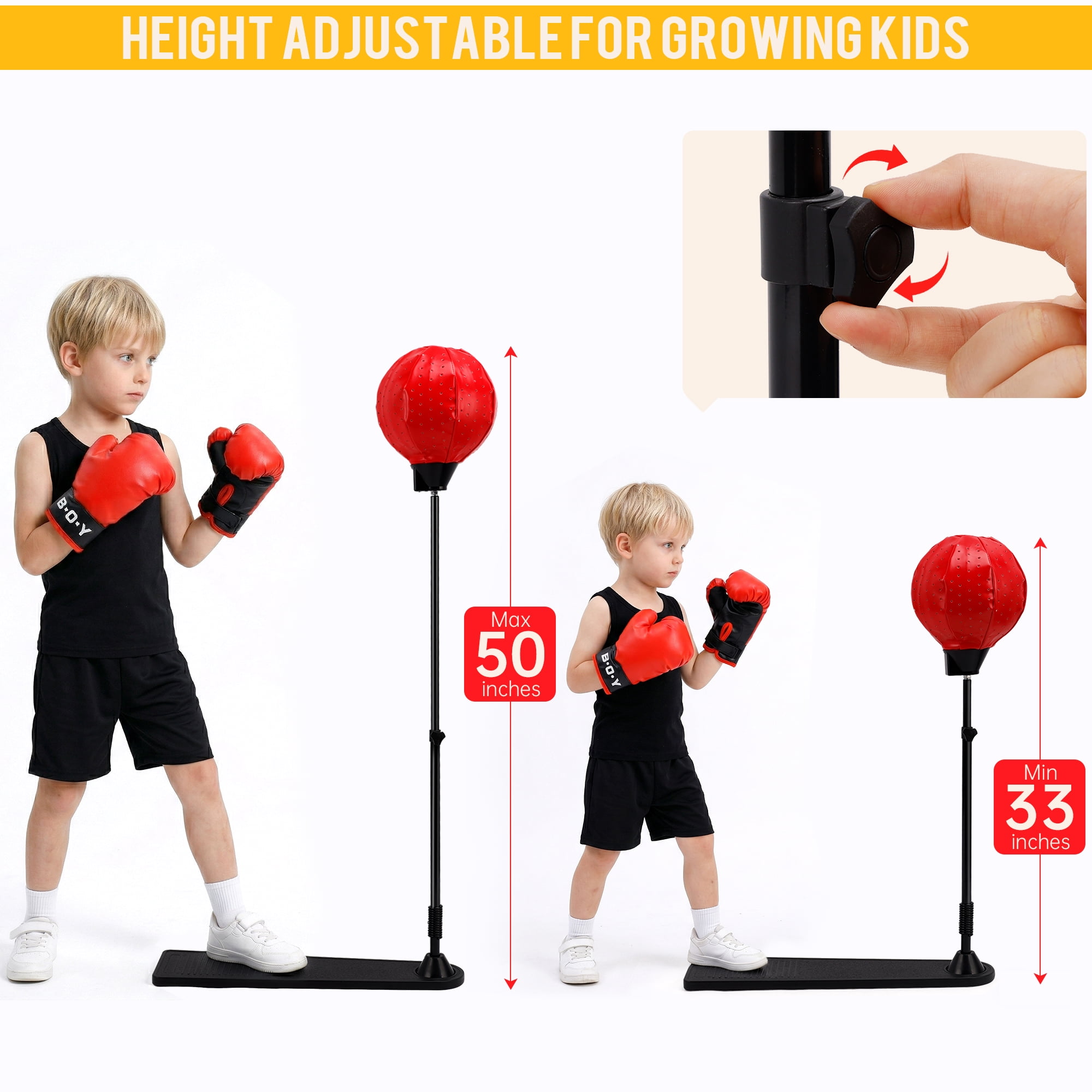 Lighting Punching Bag for Kids, Height Adjustable Punching Bag Stand with Boxing Gloves for Teens Children Boys & Girls Age 8+ Years Old, Kids Workout Equipment for Christmas Birthday