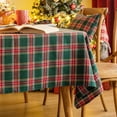 thumbnail image 4 of Red Tartan Plaid Snowflake Christmas Tablecloth, Winter Holiday Tablecloths for Rectangle Tables Parties Dining Farmhouse Kitchen Decor, 4 of 6