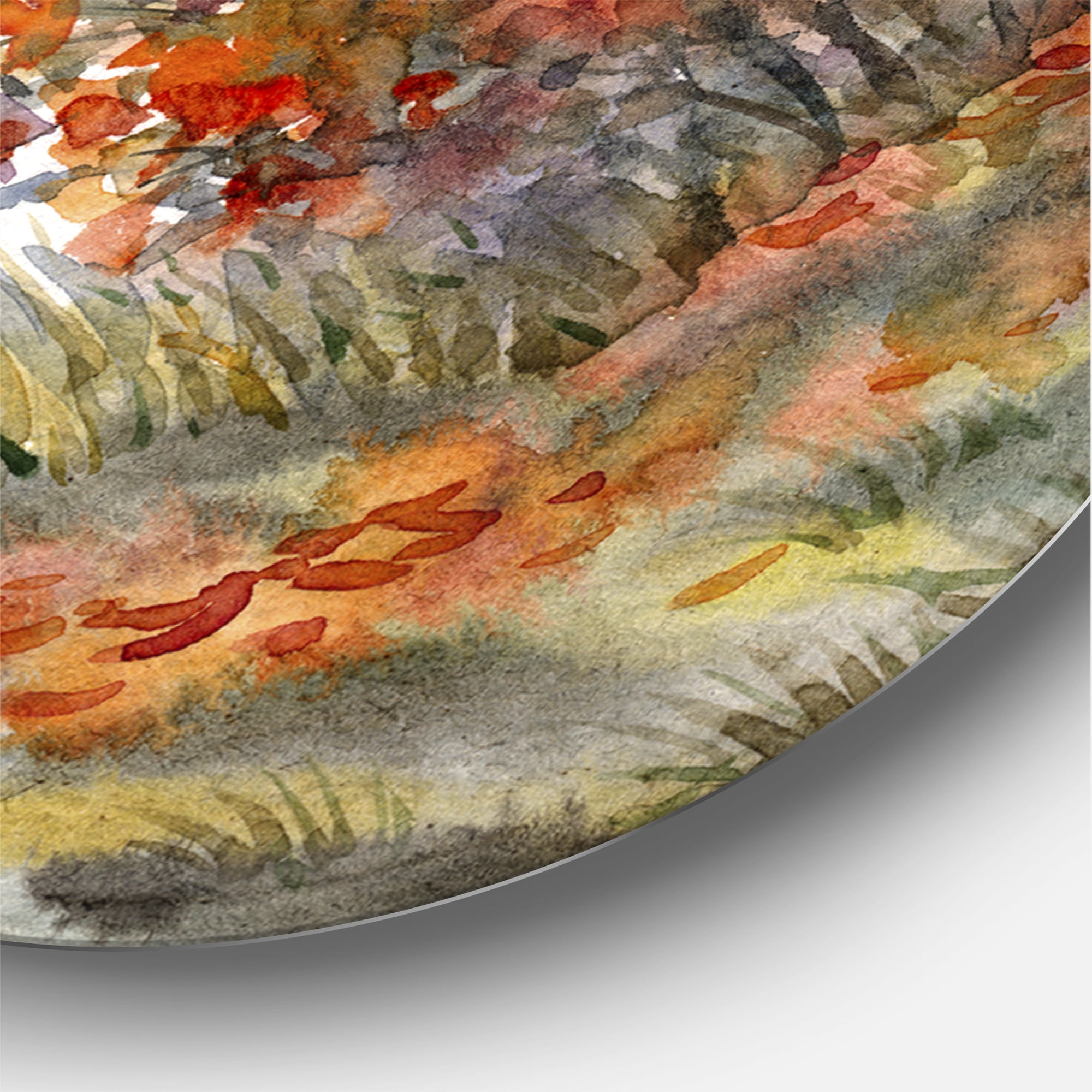 Designart 'View Of The Lake In Autumn Colored' Traditional Circle Metal Wall Art 23x23 - Disc of 23
