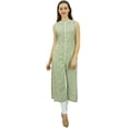 thumbnail image 1 of Phagun Tunique en Coton Imprimé Sans Manches pour Femmes Kurta Verte devant Coupé Kurti-6, 1 of 8