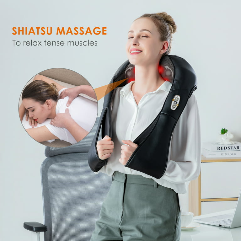 Neck Shoulder Back Massager Muscles Body Relax Heating Deep Kneading  Shiatsu