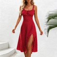 thumbnail image 2 of Bxsruta Womens Sundress Polka Dot Midi Dress Slit Summer Casual Dresses, 2 of 8