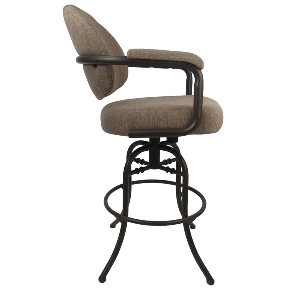 Swivel Tilt Metal Bar Stool 30" M-70 - Basin Beige Fabric - Coffee Frame
