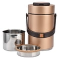 thumbnail image 2 of Contenedores de almuerzo aislados Material de acero inoxidable 304 Interior de doble vacío Capacidad de 2300 ml Olla de comida de 3 capas para el trabajoOro, 2 of 5