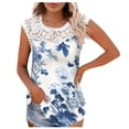 thumbnail image 1 of Camiseta sin mangas de encaje con estampado de mujer Camiseta sin mangas de empalme de cuello redondo Camiseta ligera y cómoda delgada OAVQHLG3B Store lin121212, 1 of 5