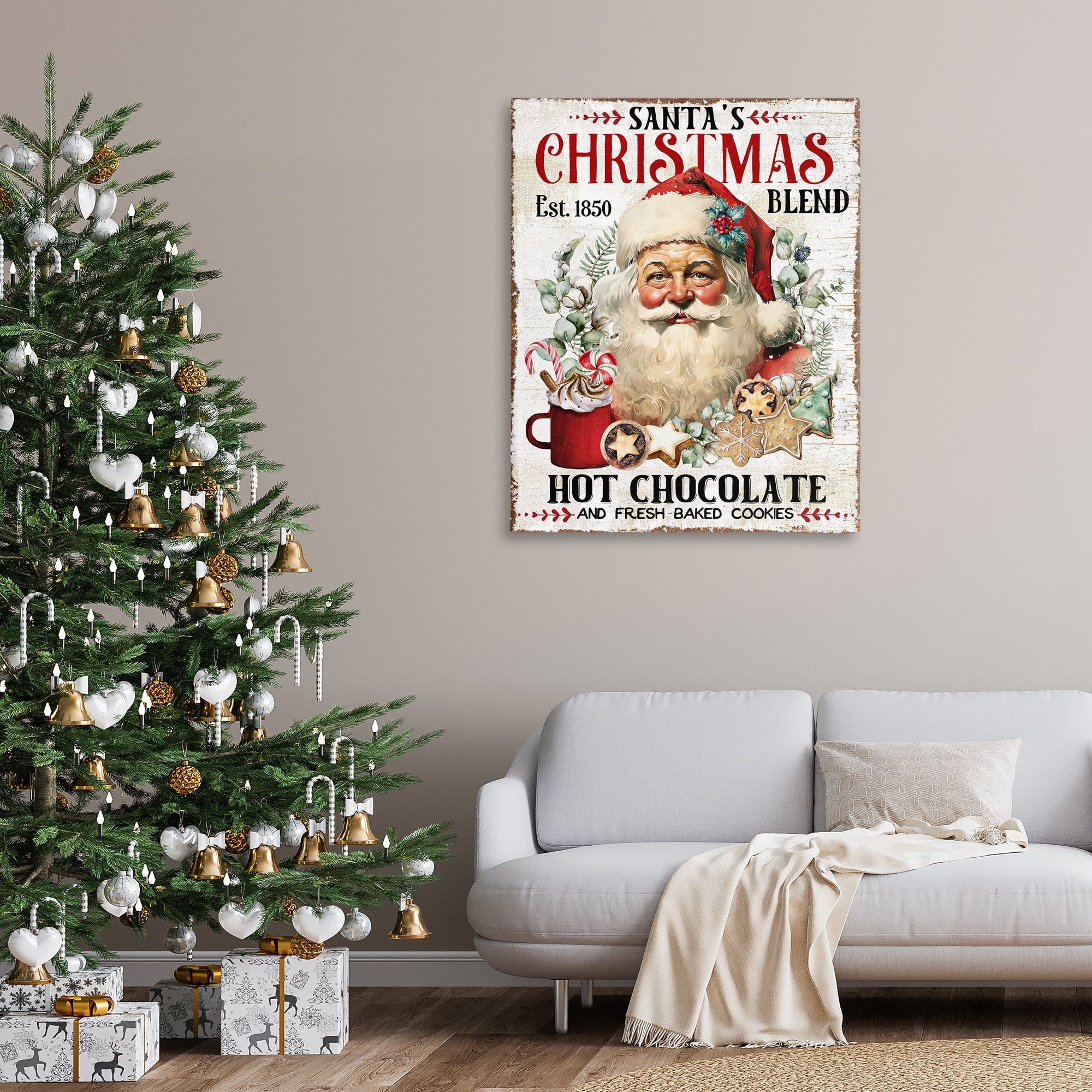 Stupell Industries Santa's Christmas Blend Holiday Painting Gallery Wrapped Canvas Art Prints Wall Art, 36 x 48