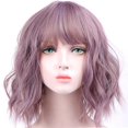 thumbnail image 1 of Pelucas para mujer con pelo corto ondulado, adecuadas para fiestas, Halloween, juegos de rol, color morado claro, 1 of 5