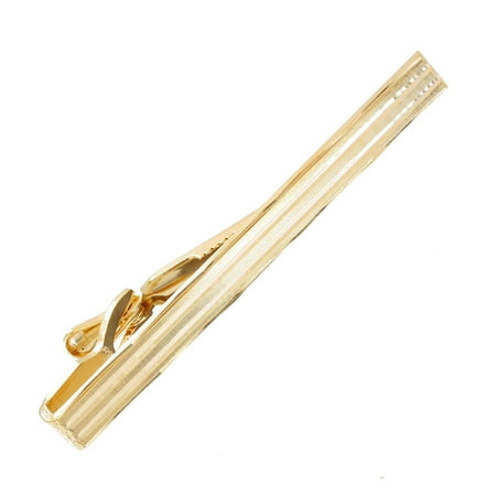 Gold Tone Classic Etched Bar Mens Large Tie Clip Clasp 2 1/2