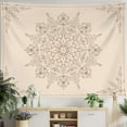 thumbnail image 3 of Gojian Bohemian Tapestry Wall Hanging, Beige Pink Floral Tapestry with Wild Flower Medallion Print Bedroom Boho Home Decor, White Wreath, 3 of 6