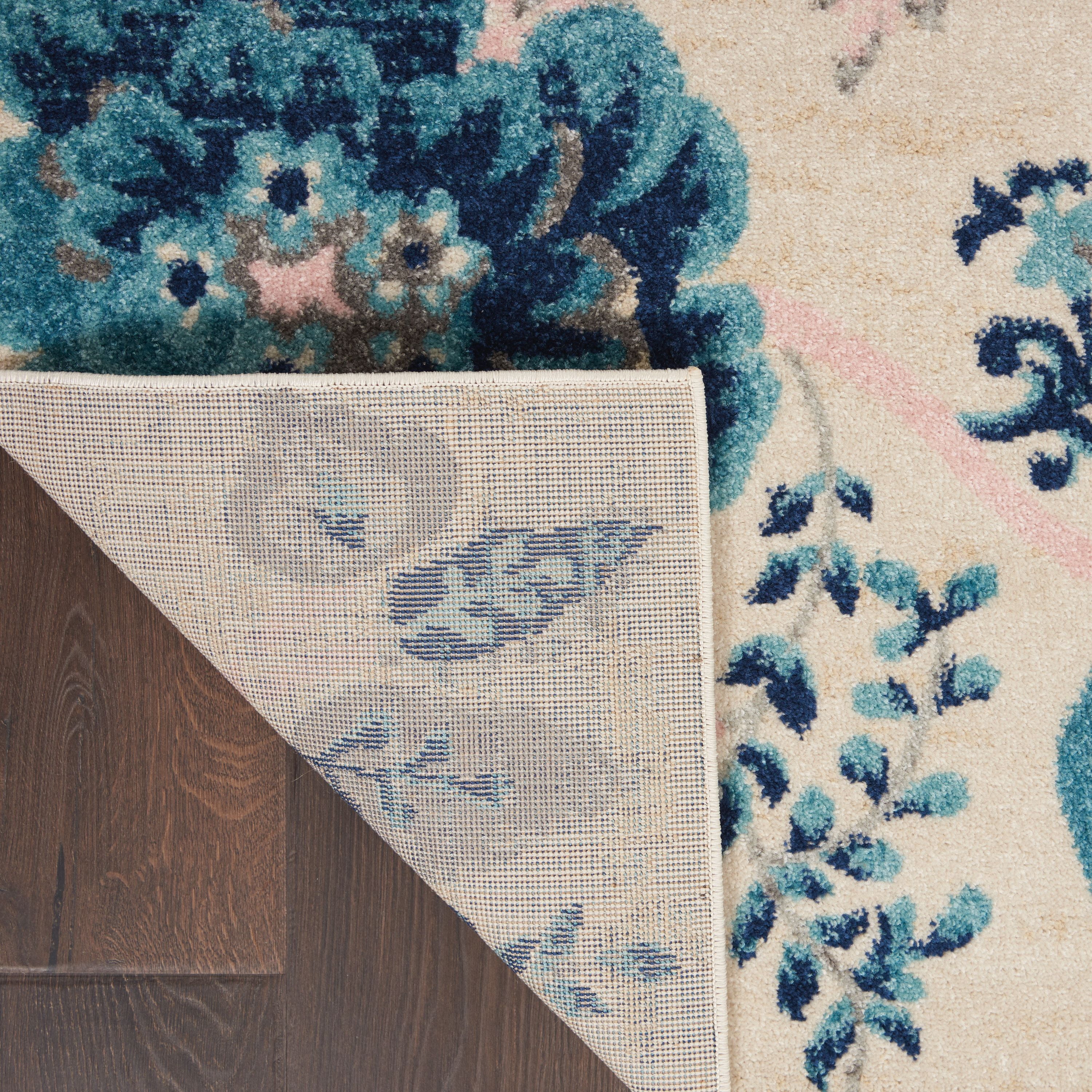 Serene Modern Floral Ivory/Light Blue 4' x 6' Area Rug, (4' x 6')