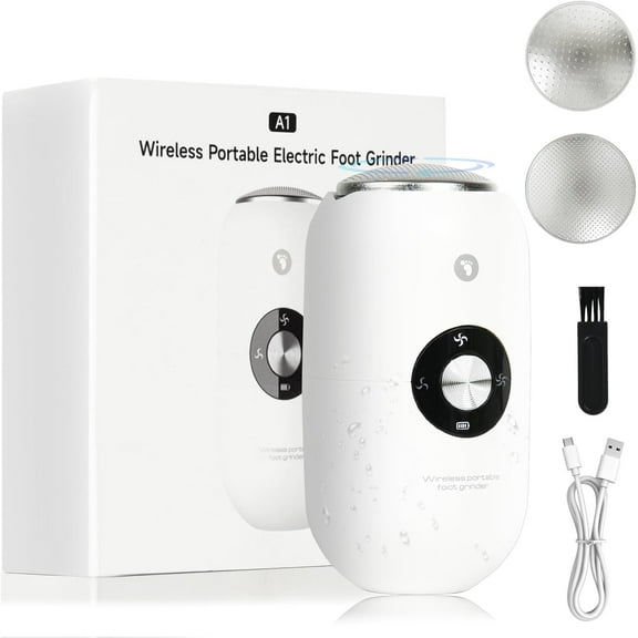 Electric Foot Callus Remover for Women Men, Rechargeable Electric Foot File Pedicure Tool with Stainless Steel Heads, Portable Feet Grinder for Cracked Dry Heels Dead Skin Calluses