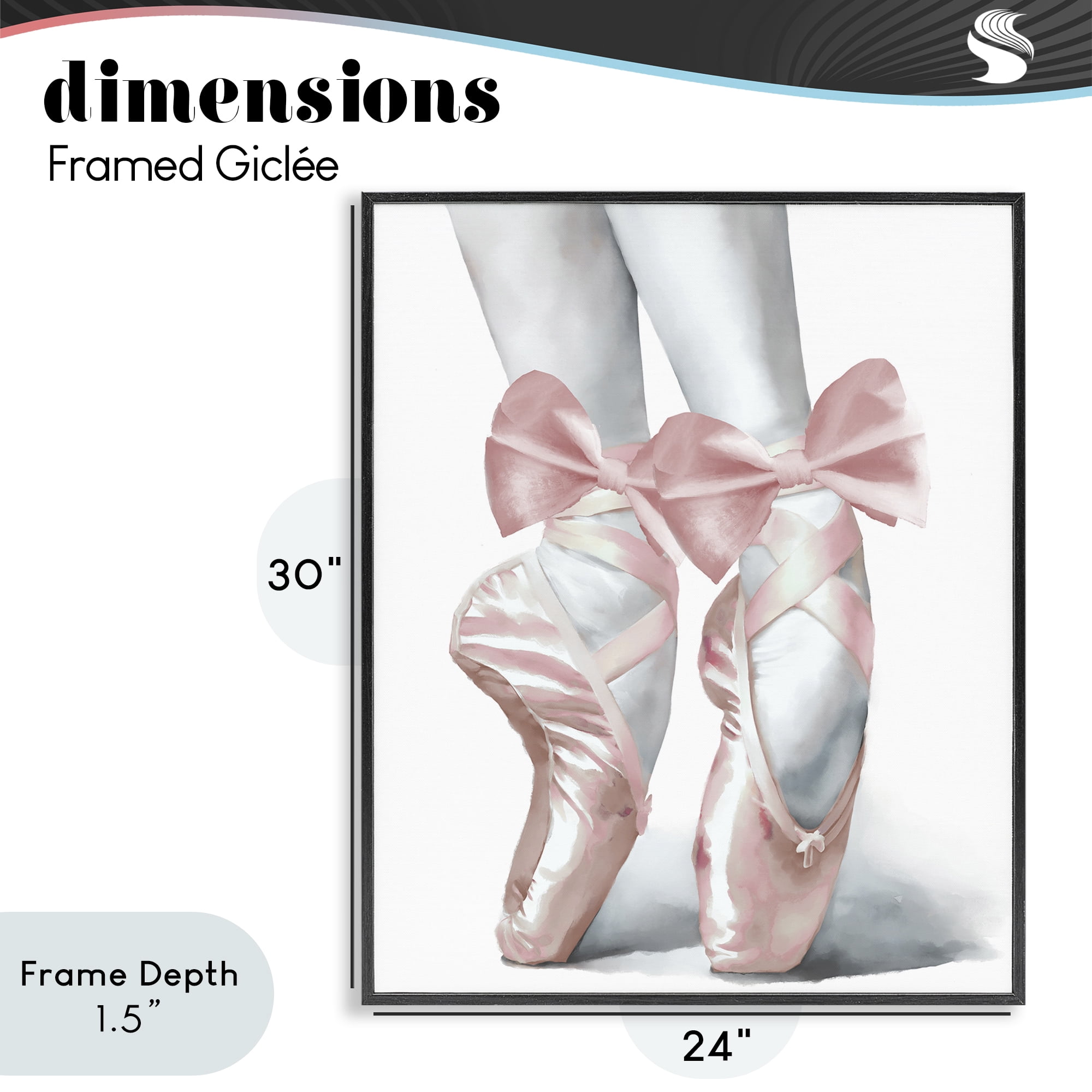 Stupell Industries Ballet Pointe Shoes Black Framed Giclee Art, design by Elizabeth Medley