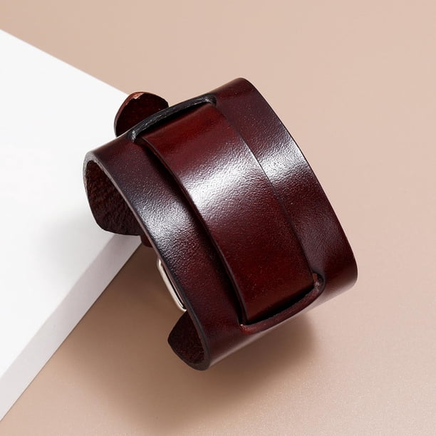 Brazalete de cuero PU perfecl con Hebilla ajustable para hombres y mujeres color Marrón Talla única