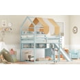 thumbnail image 5 of Newest Full Size Bunk Bed Solid Wood for Bedroom with Canopy, Slide and Bookshelves, Light Green, 5 of 13