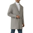 thumbnail image 4 of INSPIRE CHIC Herringbone Overcoats for Men's Classic Fit Single Breasted Winter Trench Coat S Gray, 4 of 6