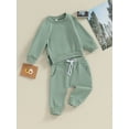 thumbnail image 4 of nvzhuang Toddler Girls Boys Autumn Pants Sets Long Sleeve Pullover Tops Drawstring Pants Sets, 4 of 8