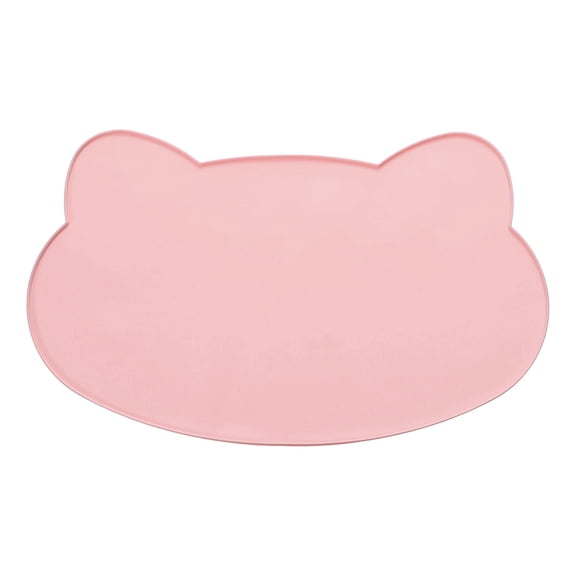 Uxcell Cat Food Mat, 17x10 Inch Silicone Pet Feeding Mat Non-Slip Cat Shaped Waterproof Dog Water Bowl Tray Raised Edge Protects Floors (Pink), Intended for Pets Bowl/Fountain
