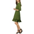 thumbnail image 4 of INSPIRE CHIC Women's Layered Ruffle Hem 3/4 Sleeves Smocked Chiffon A-Line Dress, 4 of 8