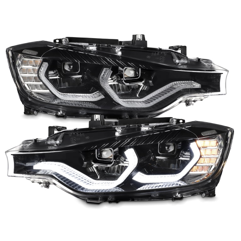 2012-2015 BMW F30 LED Halo HID Projector Headlights - Black Smoked 2012-2015 BMW F30 LED Halo HID Projector Headlights - Black Smoked