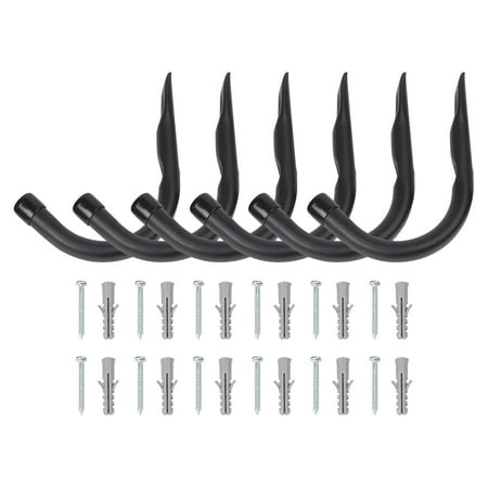 Heavy Duty J-Type Wall Brackets Hooks 6 Pack Garage Storage Tool Hangers for Bicycles Hoses and Tools Heavy Duty J-Type Wall Brackets Hooks 6 Pack Garage Storage Tool Hangers for Bicycles Hoses and Tools