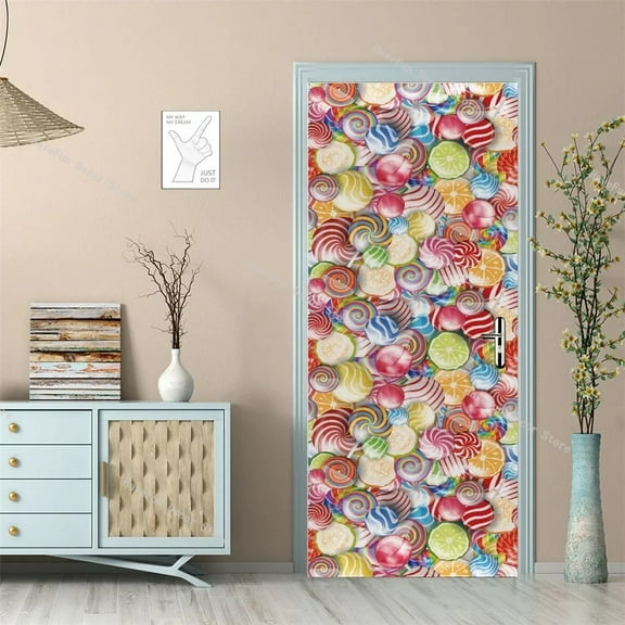 Retro Dandelion Pattern Door Stickers Art Home ration D Removable Mural Bedroom Entrance Door Wallpa