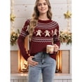thumbnail image 4 of Pulls de Noël pour Femmes Mignon Drôle Hiver et Fêtes Tricot Rouge Vin m, 4 of 9