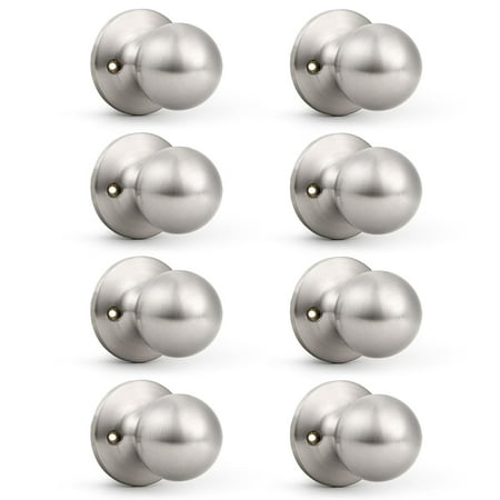 Probrico Dummy Door Knob, Single Sided Knobs for Closets/French Doors/Pantry, Brushed Nickel Non-Turning Door Knob Interior Door Push/Pull 8 Pack C56