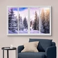 thumbnail image 2 of wall26 Canvas Print Wall Art Window View Purple Sunset Winter Pine Tree Forest Wilderness Nature Photography Realism Scenic Landscape Colorful Multicolor for Living Room, Bedroom, Office - 24"x3, 2 of 5