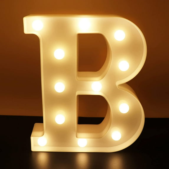 Morttic LED Letter Lights Alphabet Light Up Sign Night Light for Home Party Wedding Decoration - B