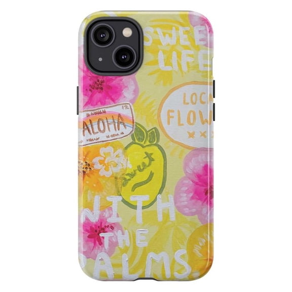 Aloha Tropical Floral Phone Case, Sweet Life Palm Island Artistic iPhone Cover, Colorful Protective Case for iPhone 17 16 15 14 13 12 11 Pro Max Plus Mini