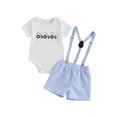 thumbnail image 1 of Gupgi 2Pcs Baby Boys Spring Outfits Infant Boy Short Sleeve Golf Cart Print Romper + Suspender Shorts, 1 of 9