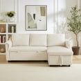 thumbnail image 3 of L-Shaped Corduroy Modular Sectional Couch with Chaise Lounge, Pull-Out Bed, Convertible Sleeper Sofa Bed with Storage for Living Room, Beige, 3 of 7