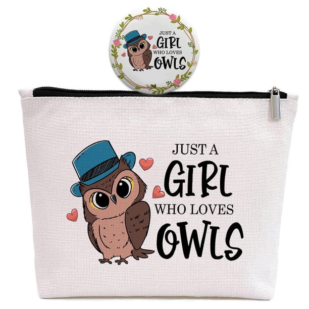 GevGuxLuo Regalos de búho para los amantes de los búhos Bolsa de maquillaje de búho para mujeres con espejo Búho Regalos de cumpleaños para hija Hermana Bestie Lindos regalos temáticos de búho Amantes