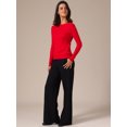 thumbnail image 2 of DARING DIVA Women's Boat Neck Long Sleeve Ribbed Sweaters M Red, 2 of 6
