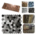 thumbnail image 4 of Azulejo de pared hexagonal 3D autoadhesivo de aluminio y metal para cocina, baño y sala de estar, 30 cm, 4 of 5