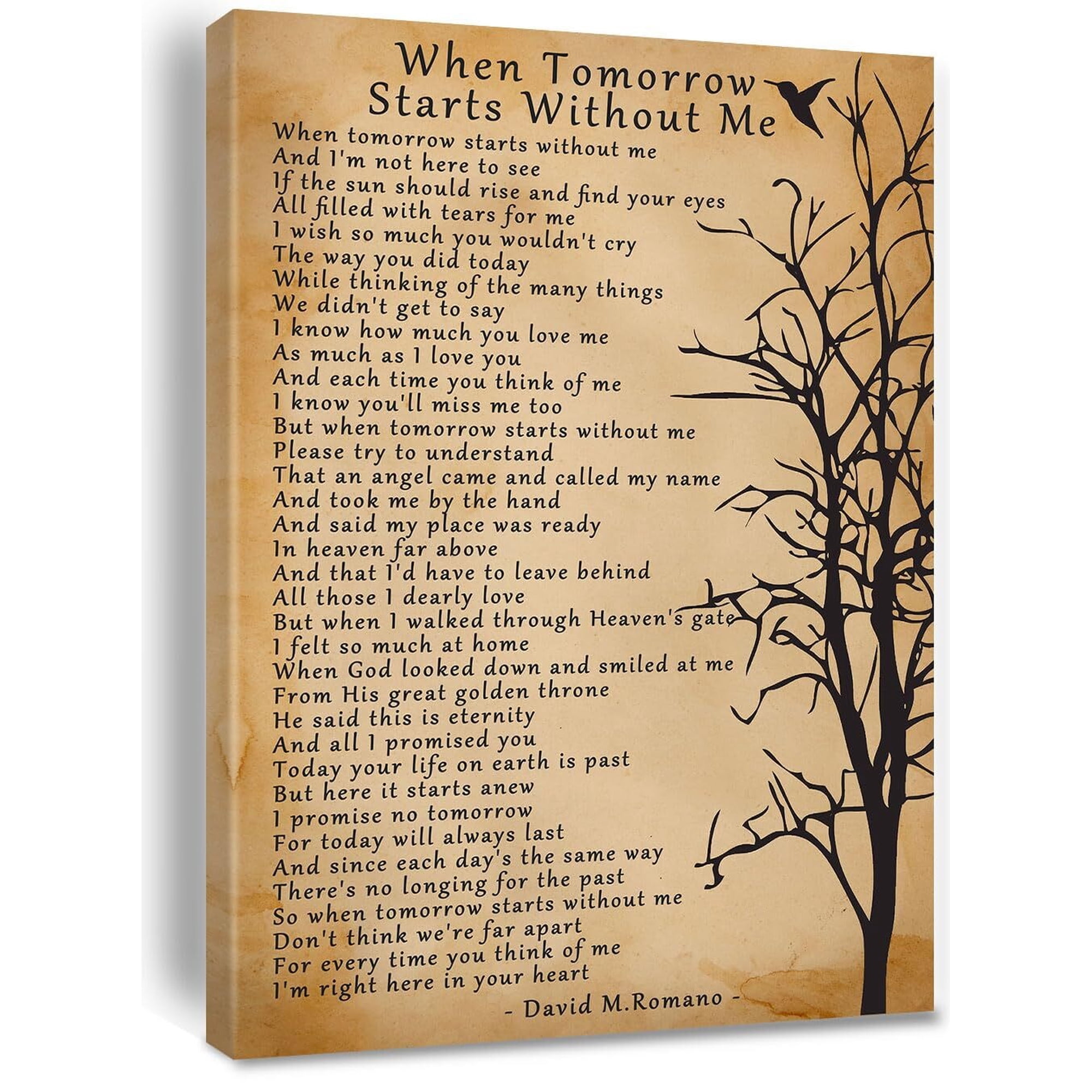 Memorial Canvas Poster When Tomorrow Starts Without Me Decor Sympathy Gifts for Loss of Loved One Bereavement Grief Gift for Husband Son Child Women Mother Father Mom Dad poster