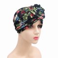 thumbnail image 3 of XASZHN Chapeau de Cancer Tête Ethnique Bohème Floral Turban Multicolore Taille Unique, 3 of 3