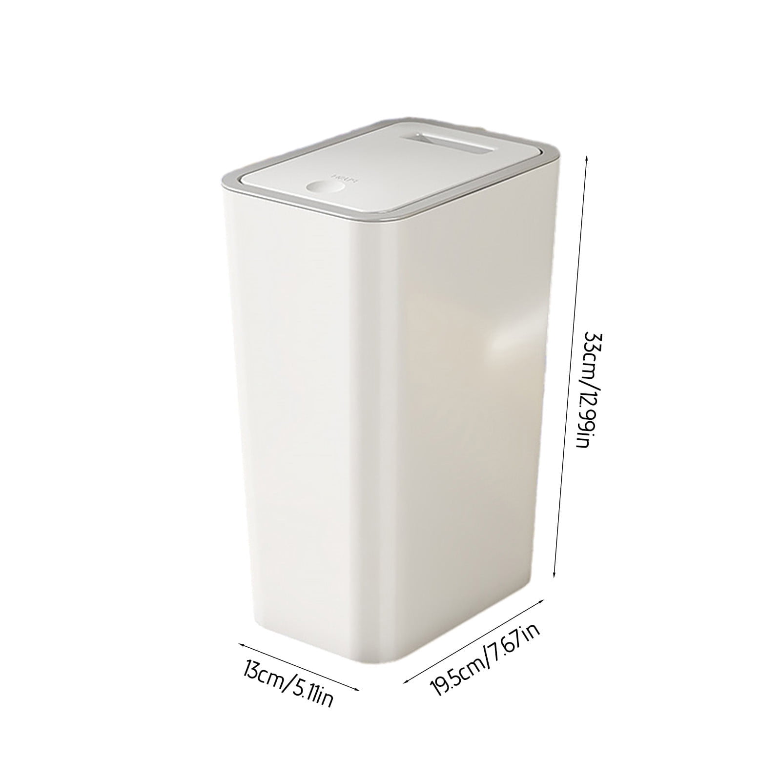 Wovilon Household Push-type Trash Can for Living Room, Kitchen and Bathroom with Lid and Deodorant Trash Can, 13" x 7.7" x 5.1", White