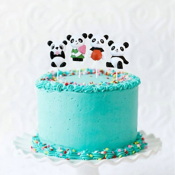 HIAKDOFT 4Pcs Lovely Panda Figurines Cake Decoration for Festival Party