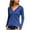 Blue, variant on HAiming Women's V Neck Long Sleeve Tops Solid Color Basic Shirts Fall Winter Plus Size Casual Pullover Button Blouse