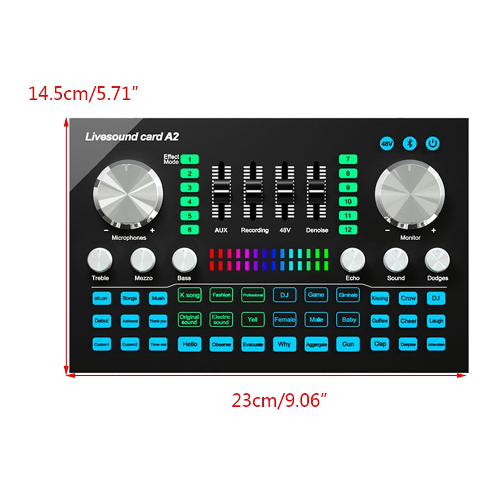 MANNYA 48V Microphone Mobilephone Computer Input Mixer Audio Card12Kinds of Reverb Tone Widely for Tablet Laptop