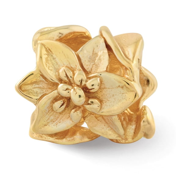 Plumeria Floral Charm .925 Sterling Silver & Gold Plated Reflection Beads