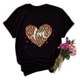 thumbnail image 2 of HTNBO Valentines Day T Shirts for Women Love Heart Casual Spring Summer Letter Printed Graphic Short Sleeve T Shirts Black L, 2 of 3